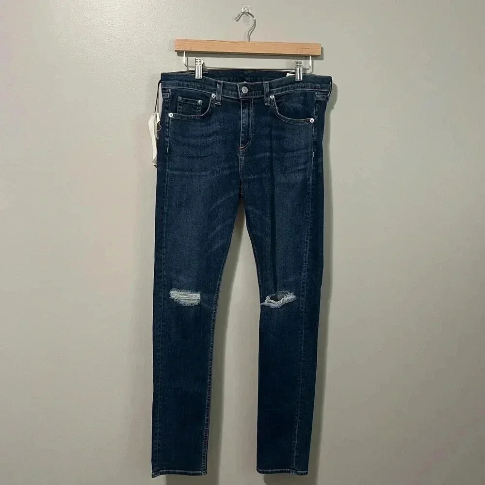 Rag & Bone High Rise Distressed Skinny Jeans - Picture 3 of 17
